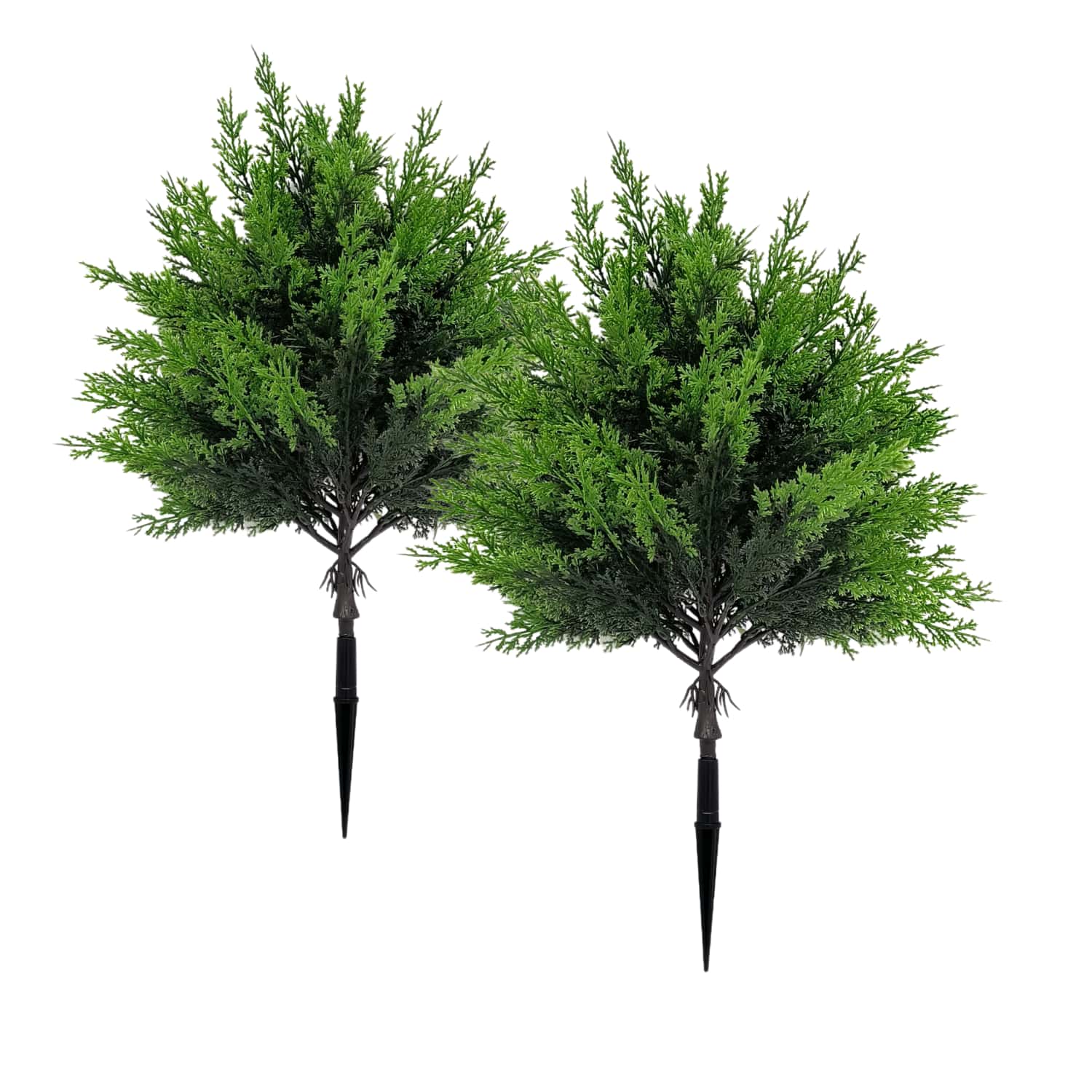Dracaena Marginata - ต้นสนประดิษฐ์สำหรับตกแต่งภายนอก 2 ชิ้น - ต้นสนทรงกลมขนาดใหญ่คุณภาพสูง พร้อมเสาเข็มสำหรับยึดพื้น