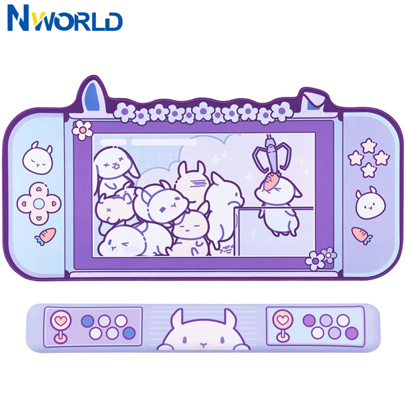 Tradescantia Purple - ขนาดใหญ่ Kawaii เมาส์สำหรับเล่นเกมส์ Pad น่ารักสีชมพูสีม่วงซากุระกระต่าย Pad